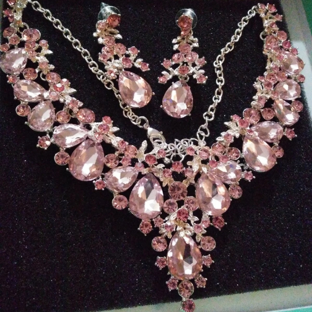Youfir wedding bridal prom necklace earring set